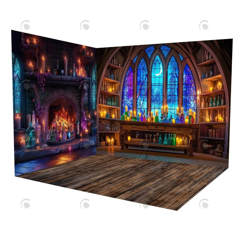 Allenjoy Mystic Potion Emporium Fireplace Room Set Backdrop Gbsx-00887&Gbsx-00559&Ym8G-B0505