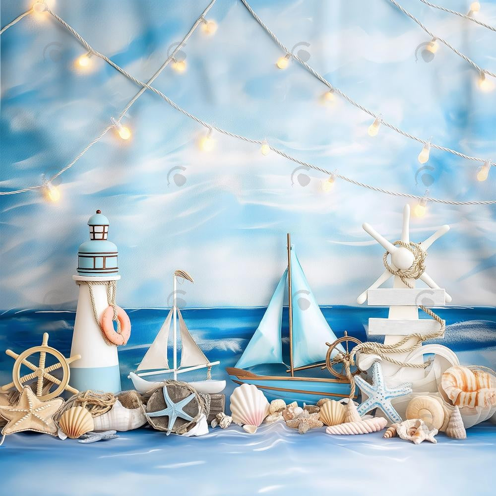 Allenjoy Nautical Sail Boat Blues Photography Backdrop Gbsx-00475