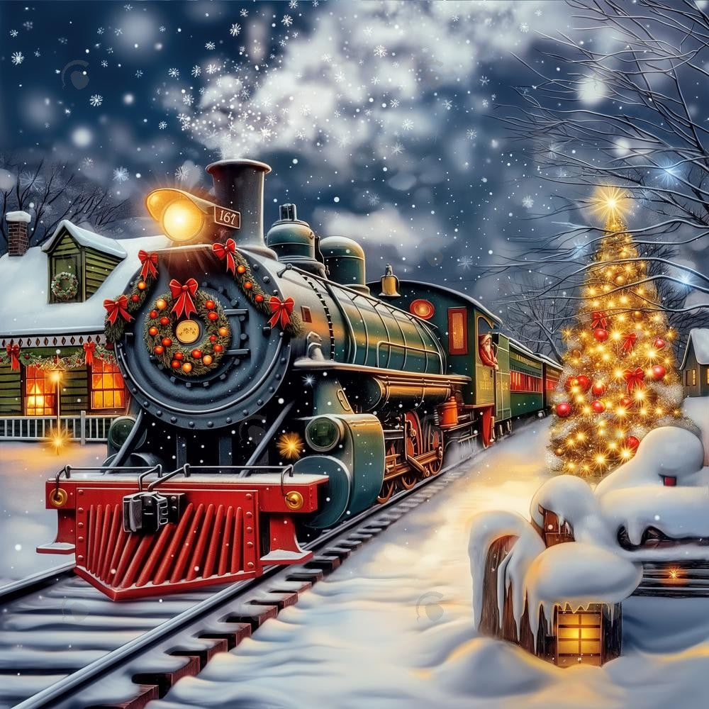 Allenjoy North Pole Express Train Photography Backdrop GBSX-00115