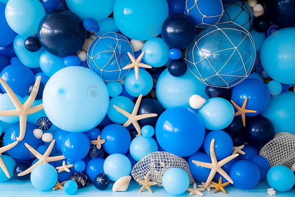 Allenjoy Ocean Balloons Wall Of Starfish Photography Backdrop Gbsx-00474
