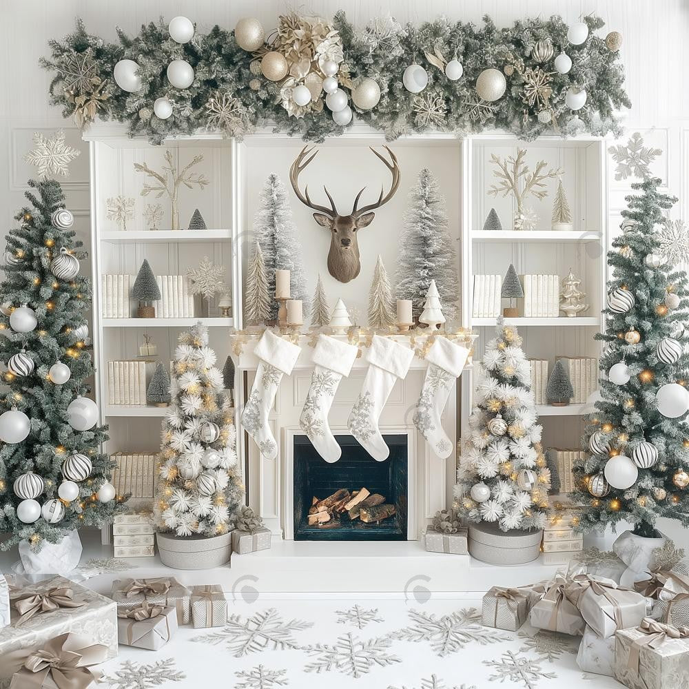 Allenjoy On The Christmas Mantle Photography Backdrop Gbsx-00711
