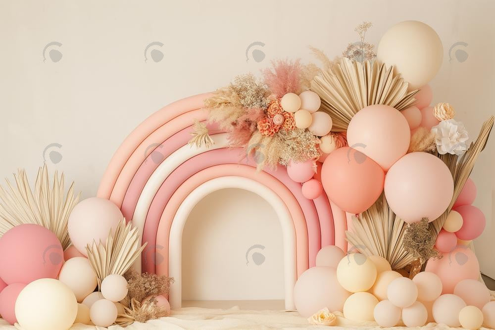 Allenjoy Pink Boho Rainbow Arcg Photography Backdrop Gbsx-00449