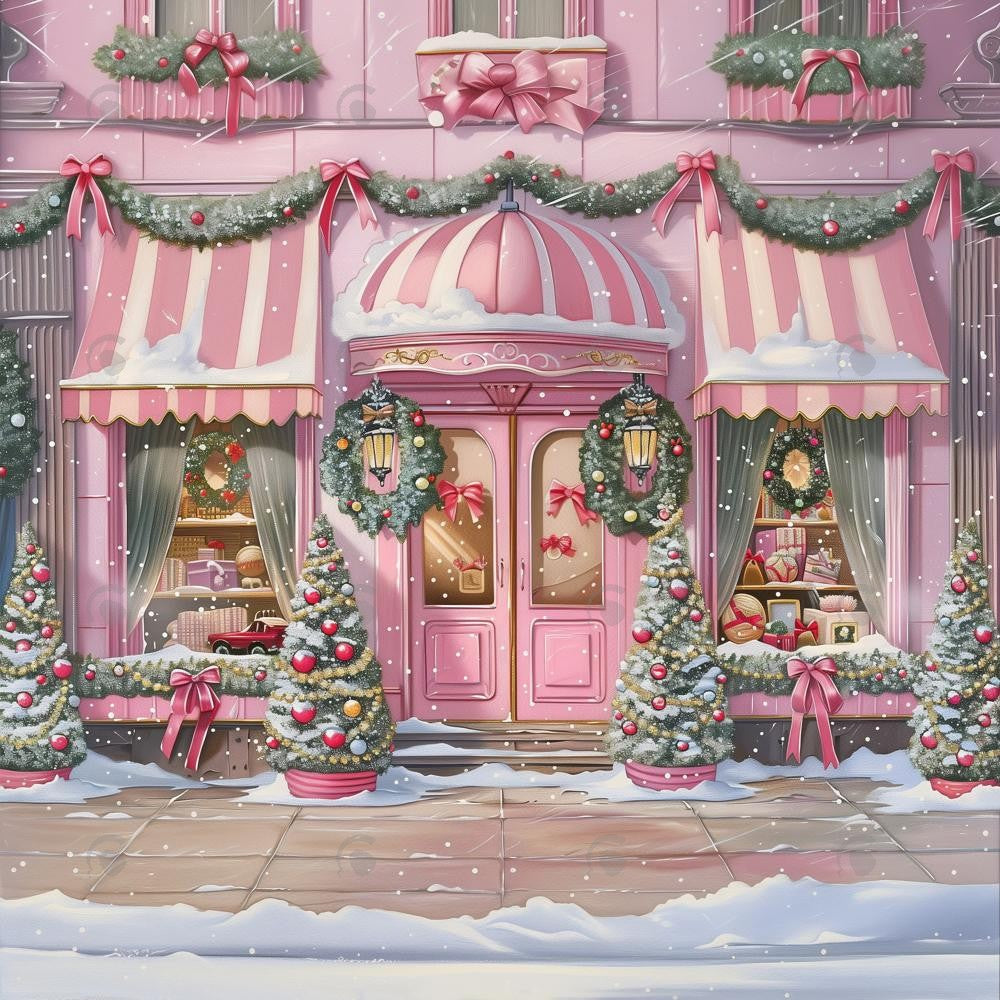 Pink Christmas Shop Photography Backdrop GBSX-99851