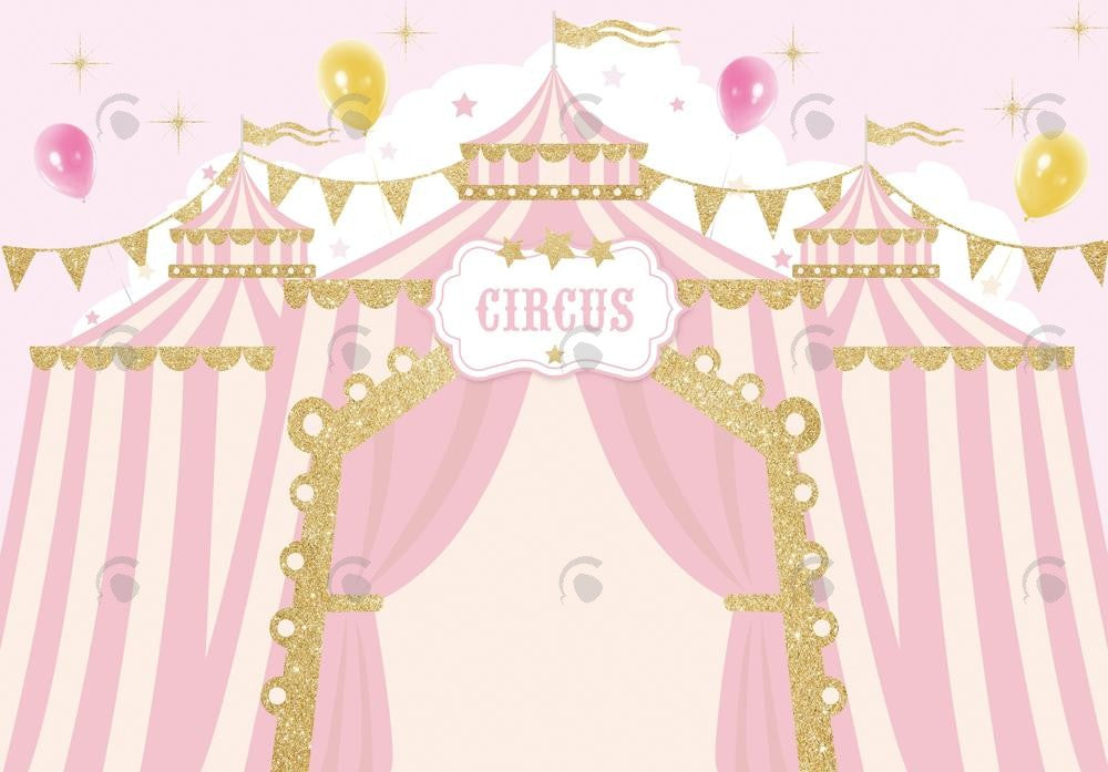 Allenjoy Pink Circus Tent Photography Backdrop Gbsx-00734