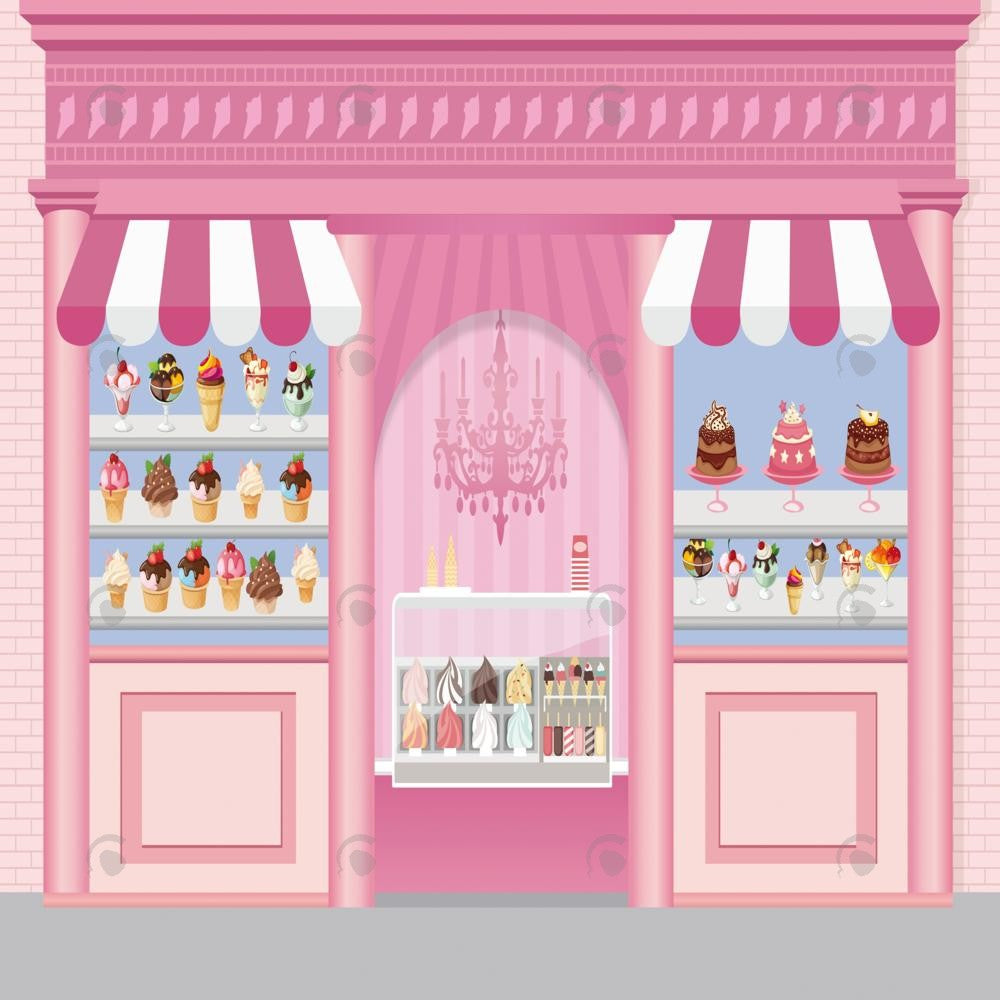 Allenjoy Pink Ice Cream Shop Photography Backdrop Gbsx-00420