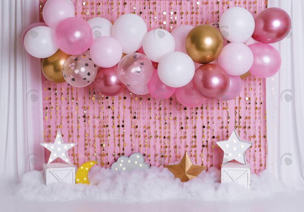 Allenjoy Pink Star Balloons  Photography Backdrop Gbsx-00399