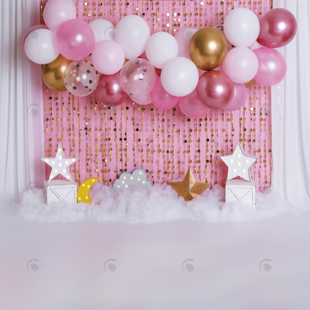 Allenjoy Pink Star Balloons  Photography Backdrop Gbsx-00399