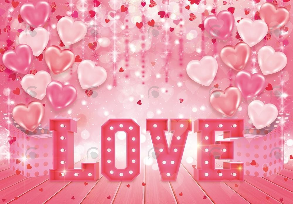 Allenjoy Pink Valentine Love Heart Balloons Photography Backdrop Gbsx-01269