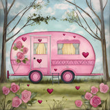 Allenjoy Pink Vintage Camper Photography Backdrop Gbsx-01395