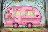 Allenjoy Pink Vintage Camper Photography Backdrop Gbsx-01395
