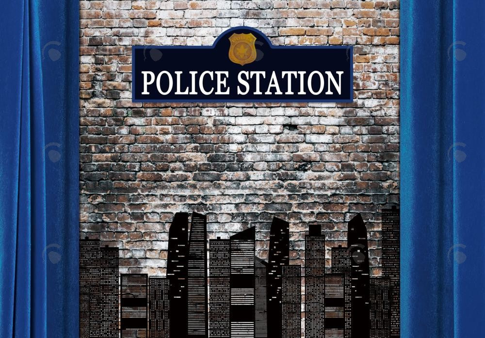 Allenjoy Police Theme Birthday Photography Backdrop Gbsx-00419