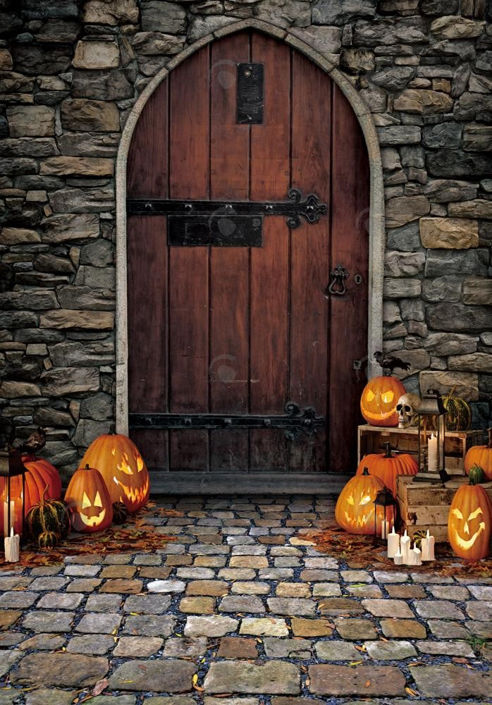 Allenjoy Pumpkin Lanterns Door Photography Backdrop GBSX-00171