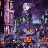 Allenjoy Purple Halloween Night Cemetery Photography Backdrop GBSX-00163