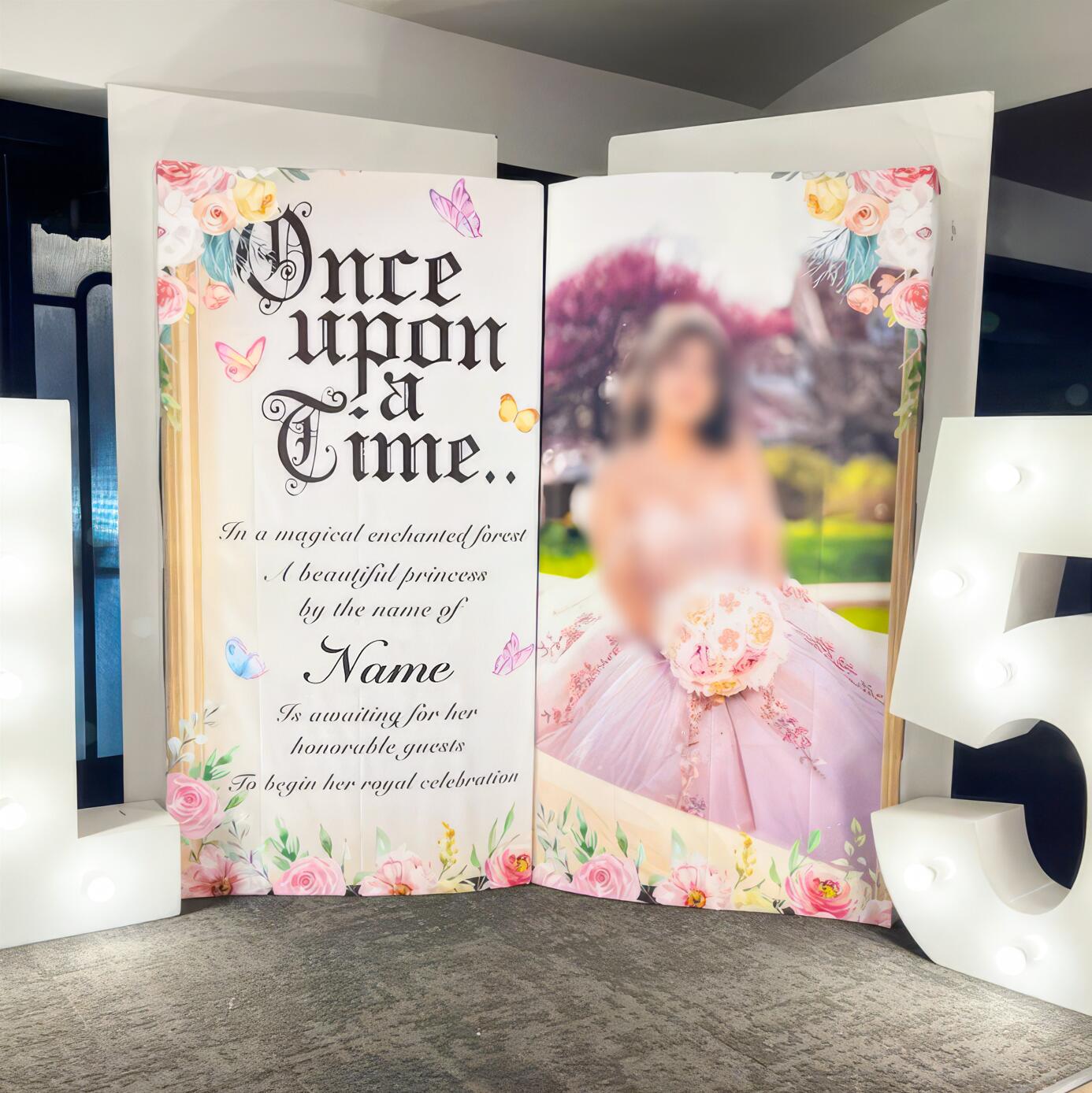 Allenjoy Custom Quinceañera Fairy Tale Book Backdrop
