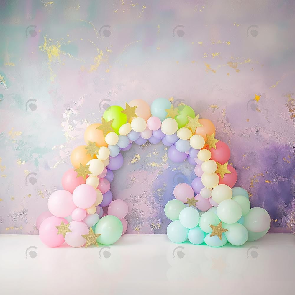 Allenjoy Rainbow Star Balloons Arch Photography Backdrop Gbsx-00460