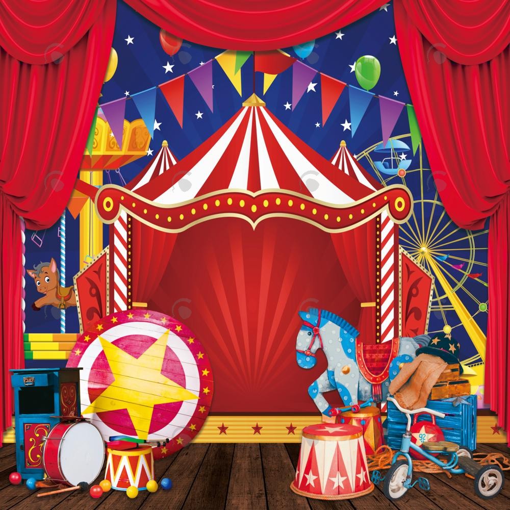Allenjoy Red Circus Tent Photography Backdrop Gbsx-00841