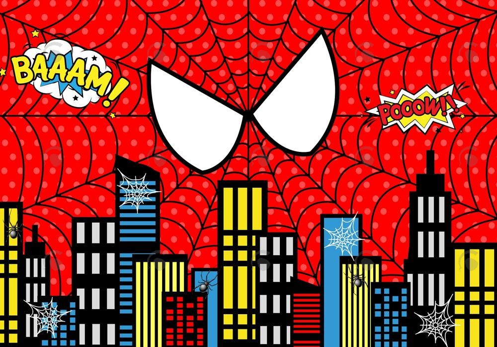 Allenjoy Red Superhero Cityscape Photography Backdrop Gbsx-00688