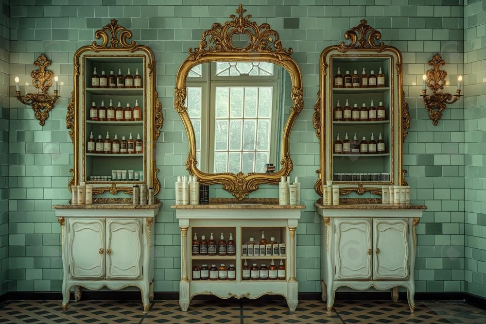 Allenjoy Retro Hair Salon Shop Photography Backdrop Gbsx-00358