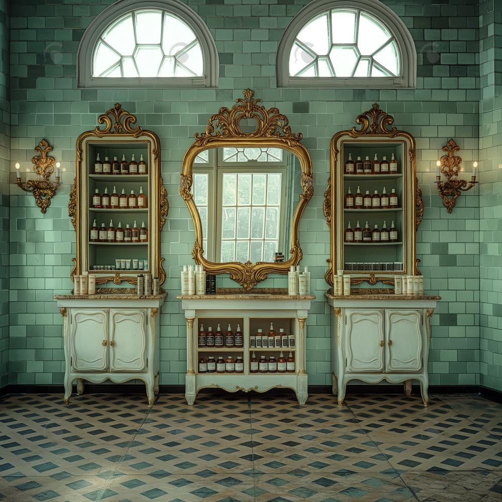 Allenjoy Retro Hair Salon Shop Photography Backdrop Gbsx-00358