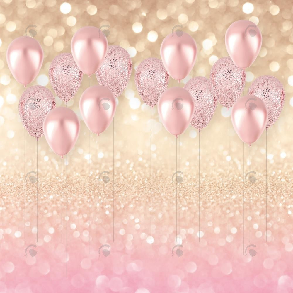 Allenjoy Rose Gold Birthday Balloons Photography Backdrop Gbsx-00408