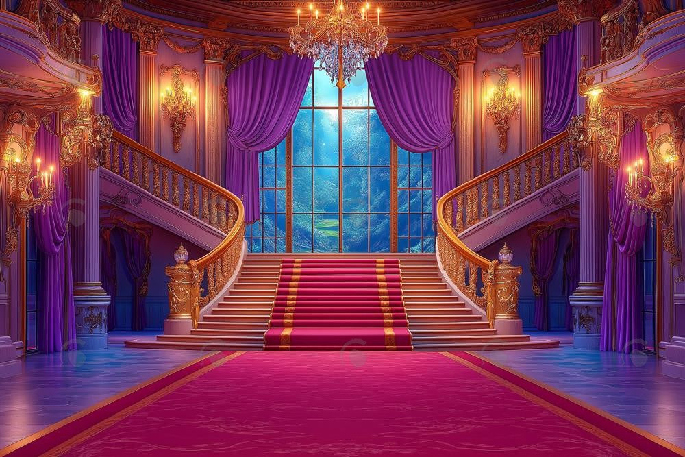 Allenjoy Royal Castle Staircase Photography Backdrop Gbsx-01056