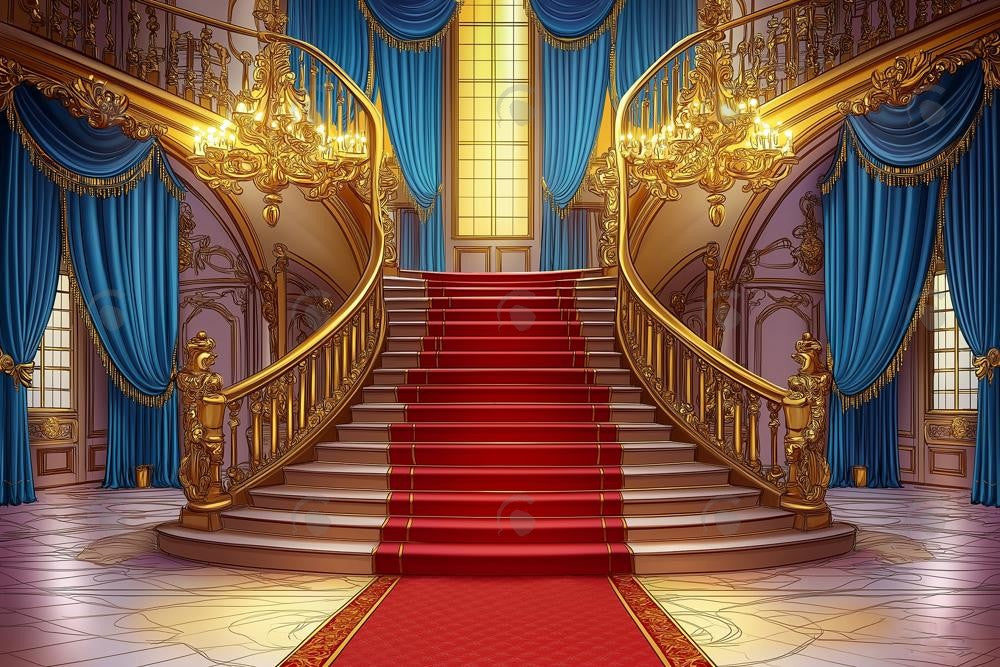 Allenjoy Royal Castle Staircase Photography Backdrop Gbsx-01057