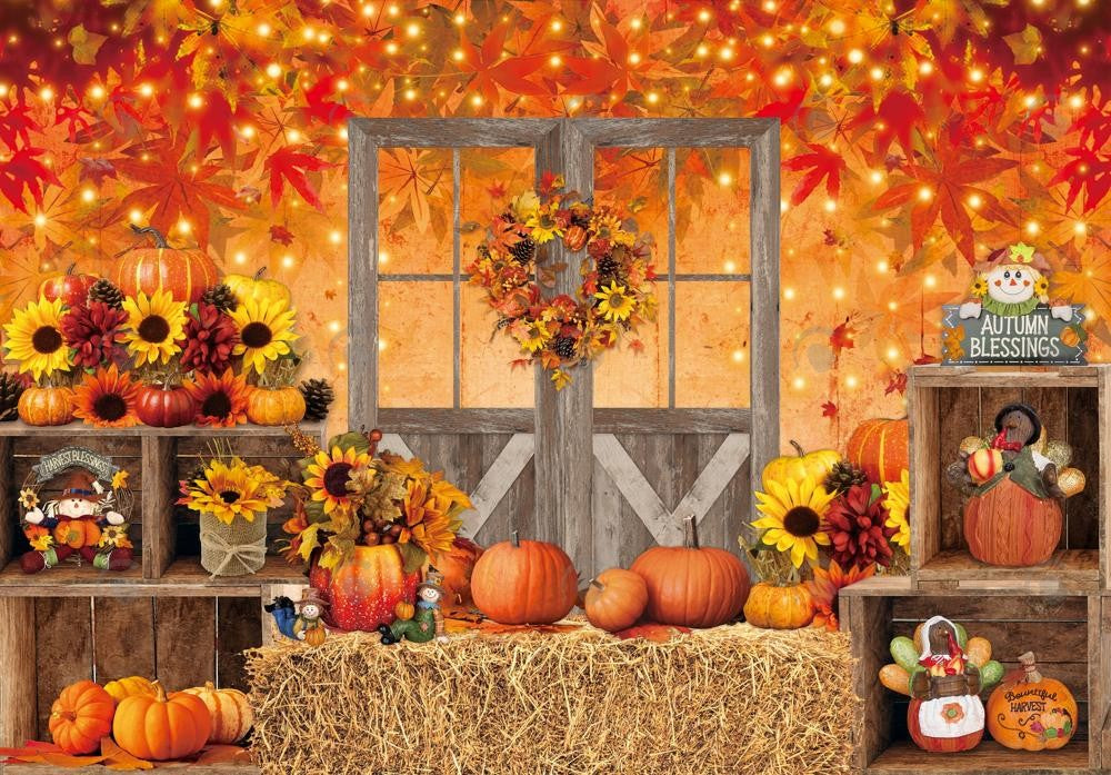 Allenjoy Rustic Autumn Barn Door Photography Backdrop Gbsx-01087