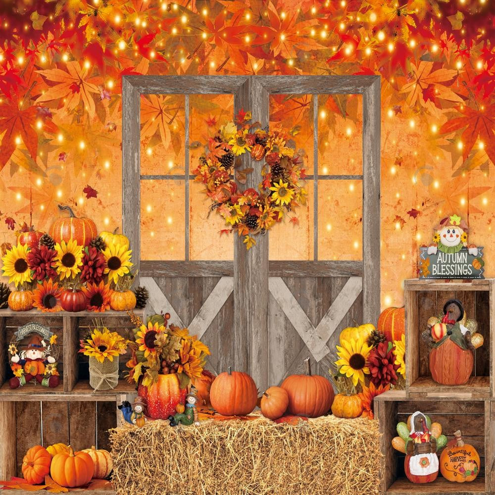 Allenjoy Rustic Autumn Barn Door Photography Backdrop Gbsx-01087