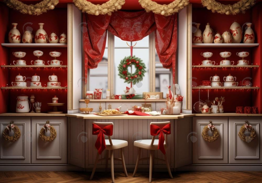 Christmas Kitchen Backdrop