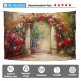 Allenjoy Oil Painting Art Photography Backdrop Decorative Flowers Garden Gate Photo Background