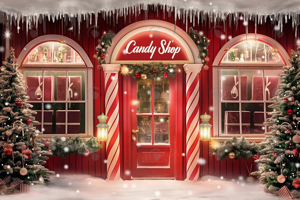 Santa Claus Lane Candy Shop Photography Backdrop GBSX-99889