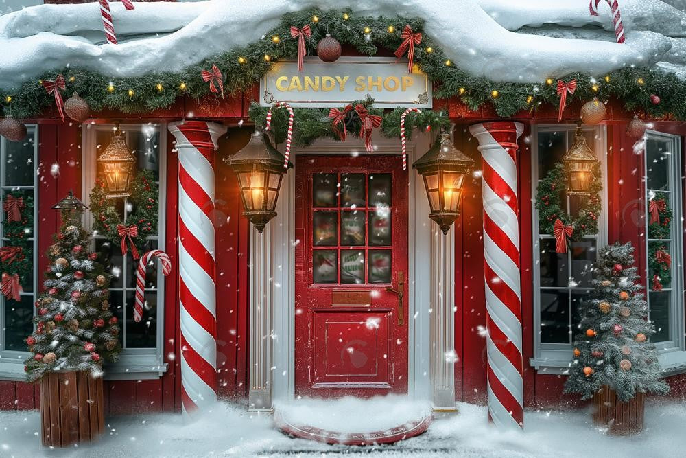 Santa Claus Lane Candy Shop Photography Backdrop GBSX-99890