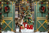 Santa Village Reindeer Barn Photography Backdrop GBSX-99891