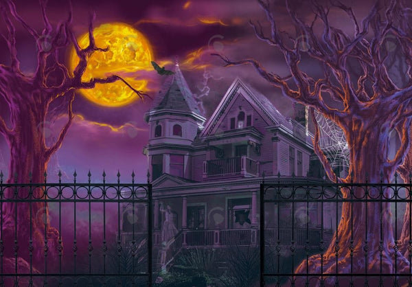 Allenjoy Halloween-Hintergrund 3 X 2,4 M – Gruseliges Spukhaus Mit Spinnennetz, Fotohintergrund