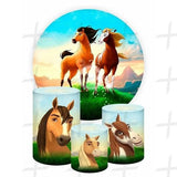 Wild Horse Custom Round Backdrop With Plinths AS-DLZ-e6166e