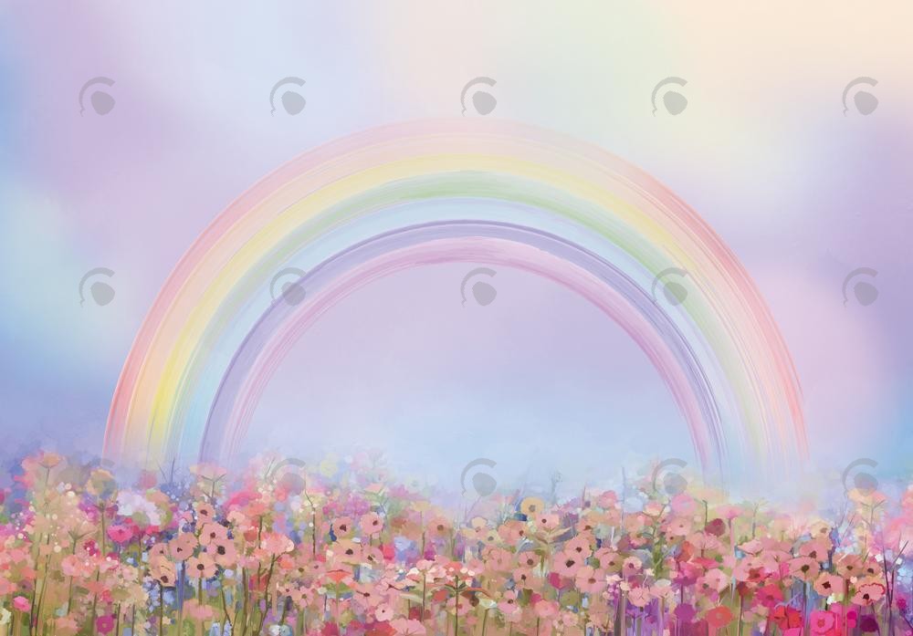 Allenjoy Spring Rainbow Floral Photography Backdrop Gbsx-00680