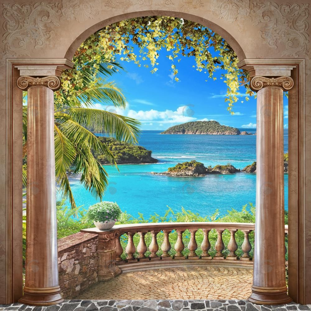 Allenjoy Summer Arched Landscape Photography Backdrop Gbsx-00424