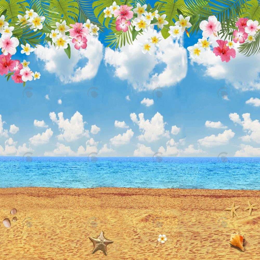 Allenjoy Summer Beach Floral Photography Backdrop Gbsx-00339