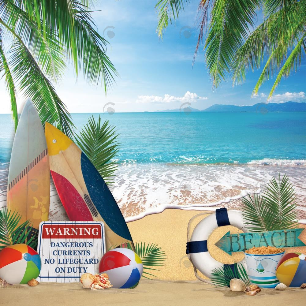 Allenjoy Summer Beach Fun Photography Backdrop Gbsx-00421