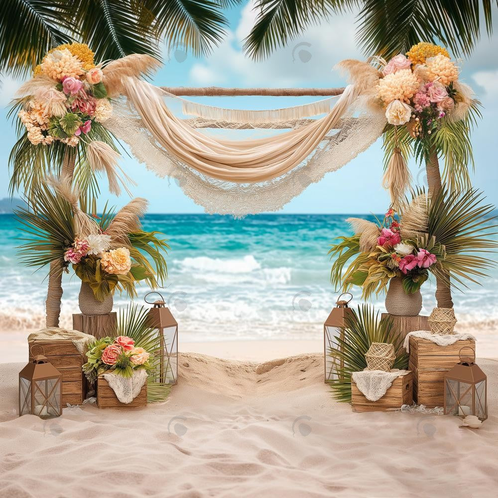 Allenjoy Summer Boho Sea Beach Arch Photography Backdrop Gbsx-00473