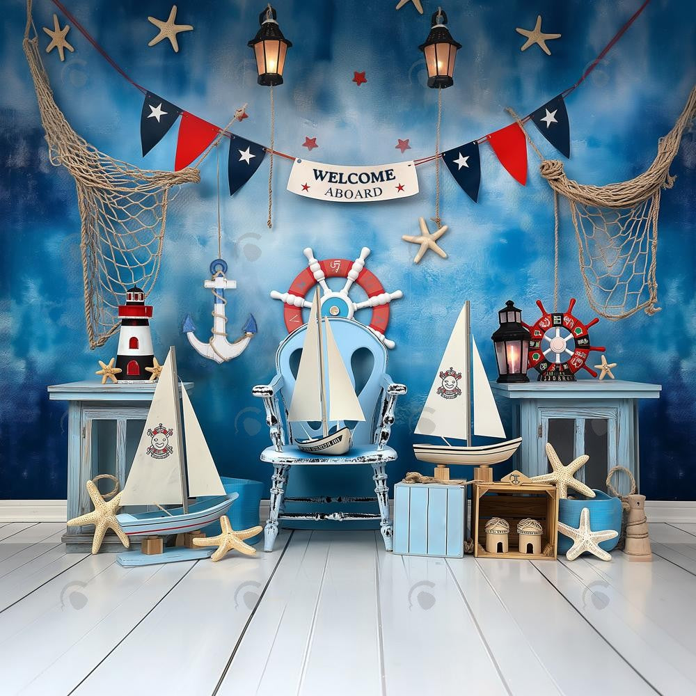 Allenjoy Summer Nautical Aboard Photography Backdrop Gbsx-00760