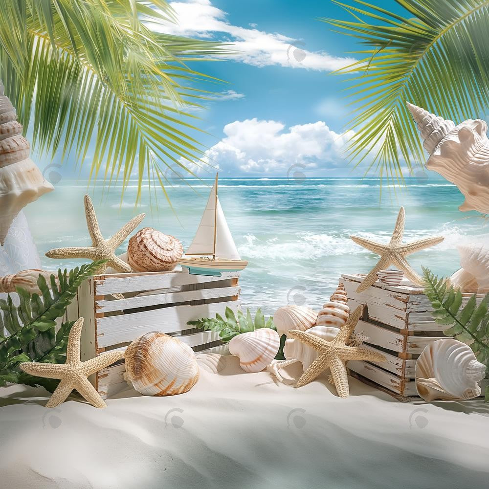 Allenjoy Summer Sea Beach Sailboat Photography Backdrop Gbsx-00636