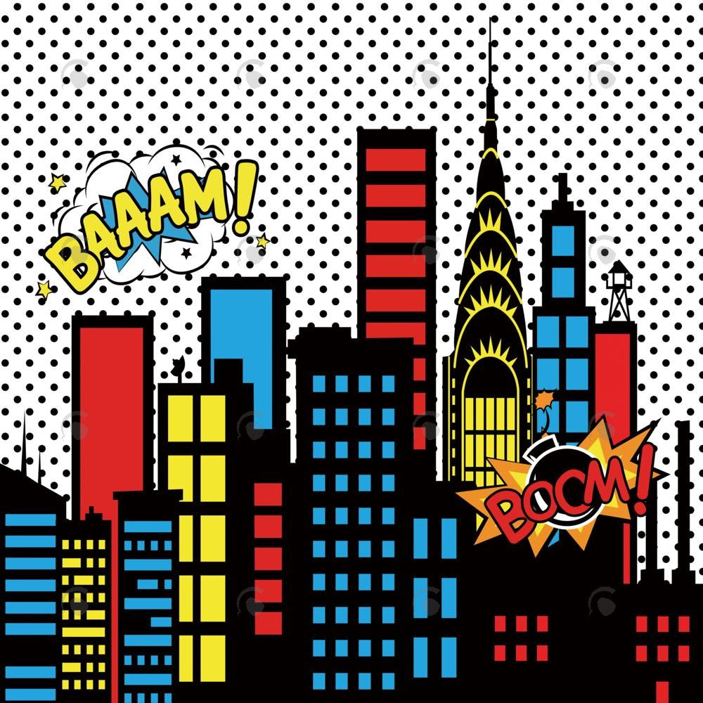Allenjoy Superhero Cityscape Photography Backdrop Gbsx-00346
