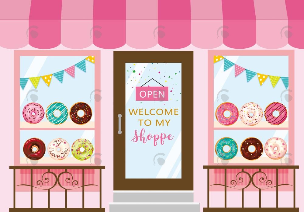 Allenjoy Sweet Donut Shop Photography Backdrop Gbsx-00828