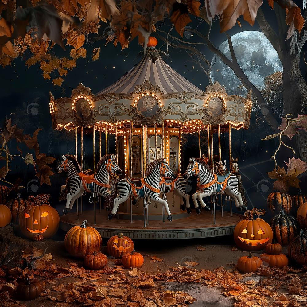 Allenjoy The Spookiest Show Carousel Photography Backdrop Gbsx-00995