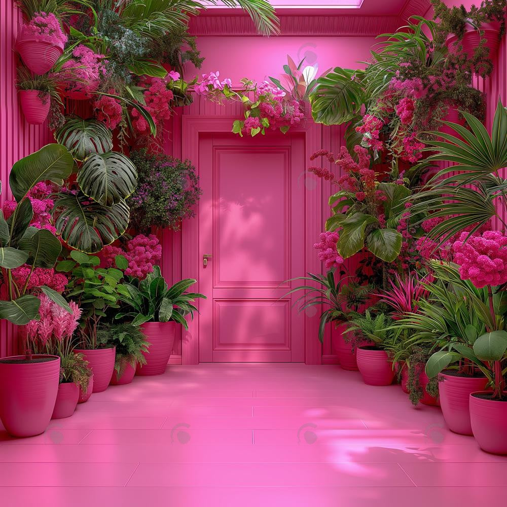 Allenjoy Tropical Hot Pink Door Photography Backdrop Gbsx-00314