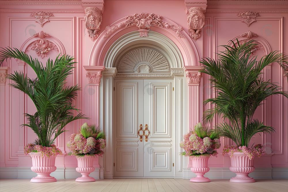 Allenjoy Tropical Pink Door Photography Backdrop Gbsx-00313