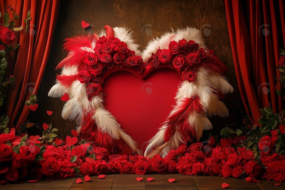 Allenjoy Valentine Boho Love Heart Curtain Photography Backdrop Gbsx-01368