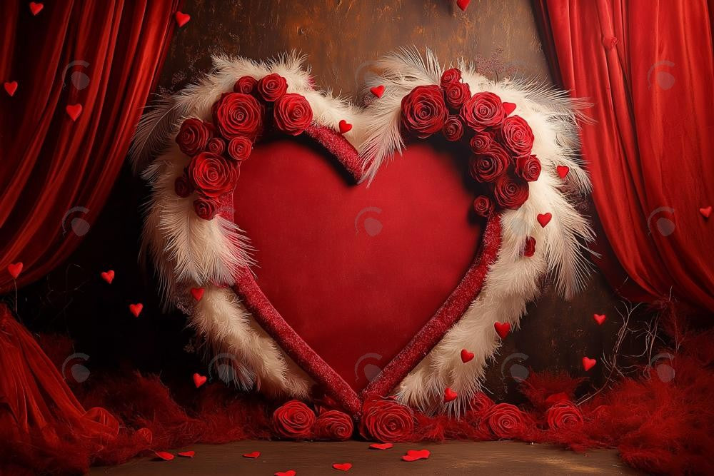 Allenjoy Valentine Boho Love Heart Curtain Photography Backdrop Gbsx-01369