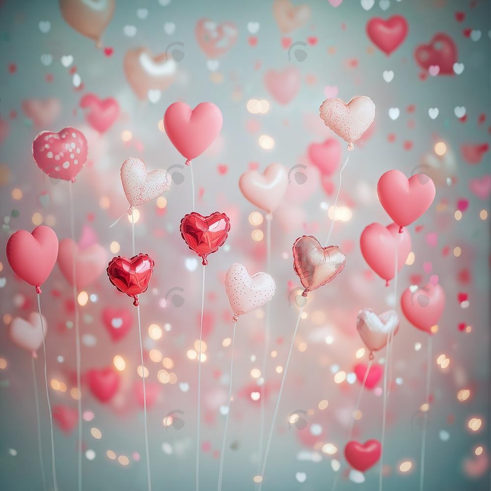 Allenjoy Valentine Bokeh Heart Balloons Photography Backdrop Gbsx-01379